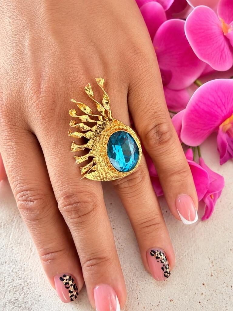 Miniatura 2 de Anillo medio sol cristal azul