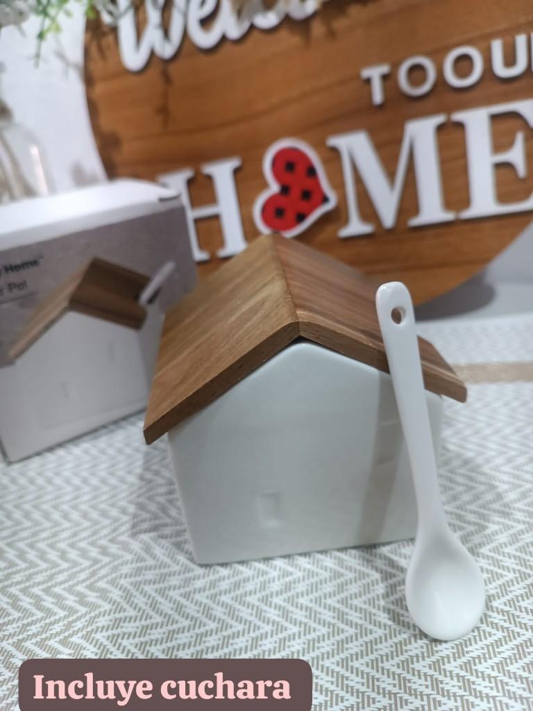 Miniatura 3 de Azucarera en forma de cada. Cerámica con tapa de madera+cuchara