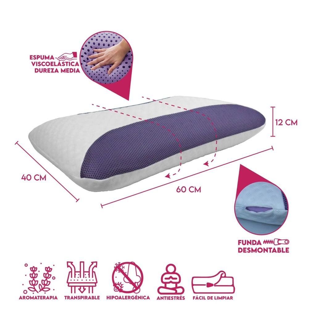 Miniatura 3 de ALMOHADA ORTOPÉDICA VISCOELÁSTICA HOMBRO AROMA LAVANDA ANTIÁCAROS HIPOALERGÉNICA 60X40CM