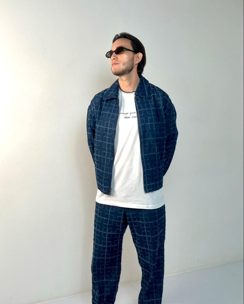 Miniatura 3 de Cropped Window Pane Fray Denim Work Jacket