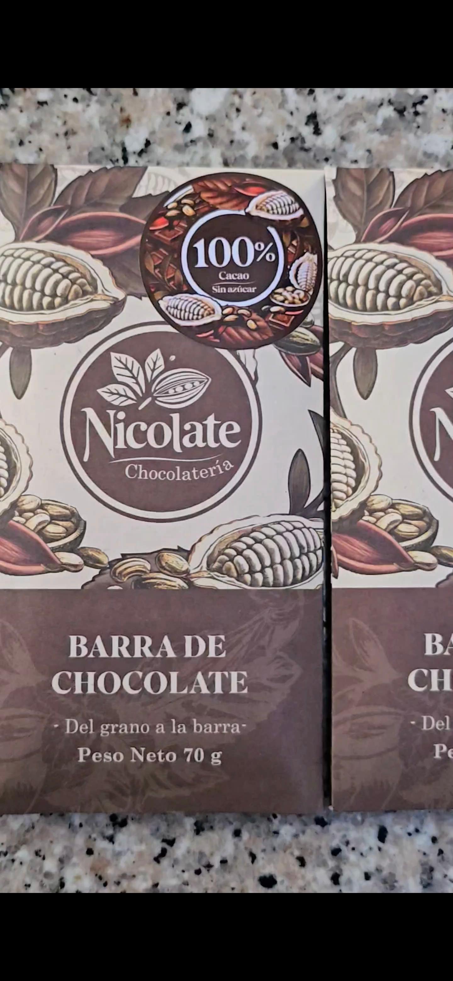 Barra de chocolate al 100% 70gr