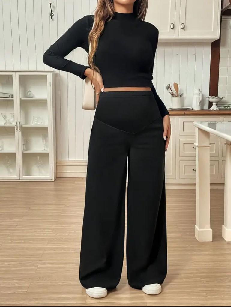 Miniatura 3 de A094 pantalón pierna ancha color negro para embarazo