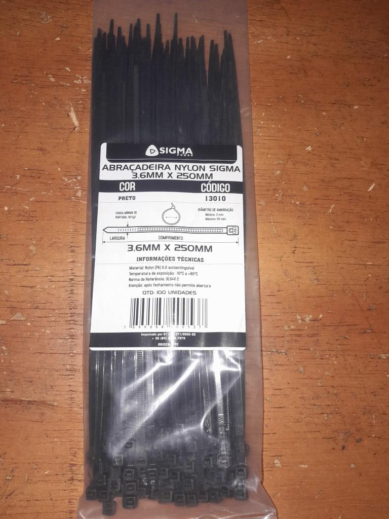 Abraçadeiras Nylon 3,6mm x 250mm Sigma