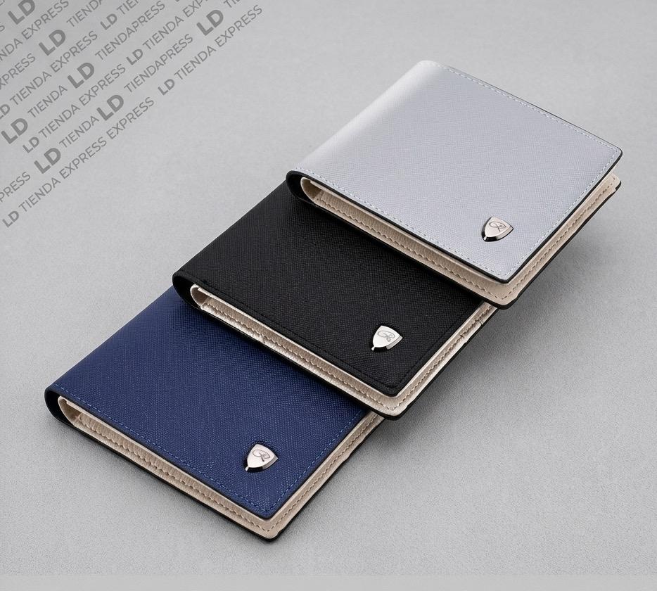 Billetera de Lujo Slim con Textura Rayada