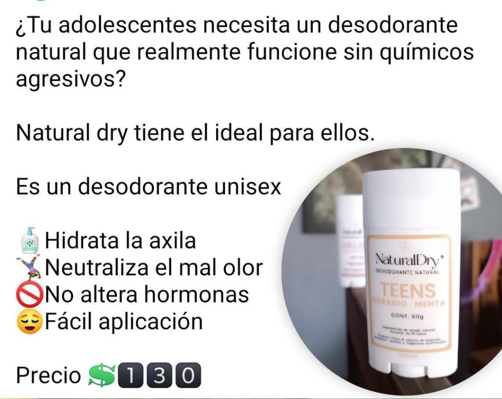 Desodorante natural teen
