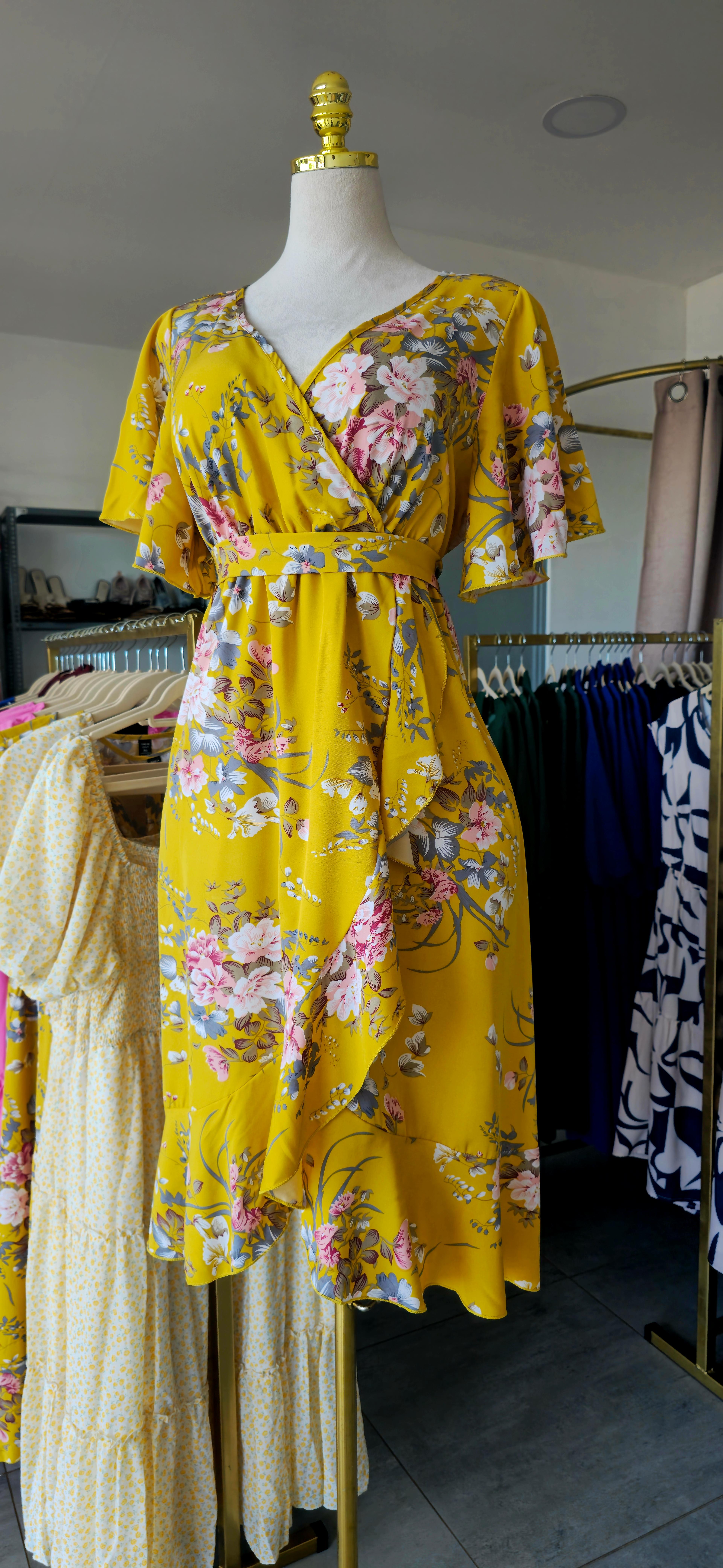 Miniatura 3 de Vestido amarillo mostaza floral