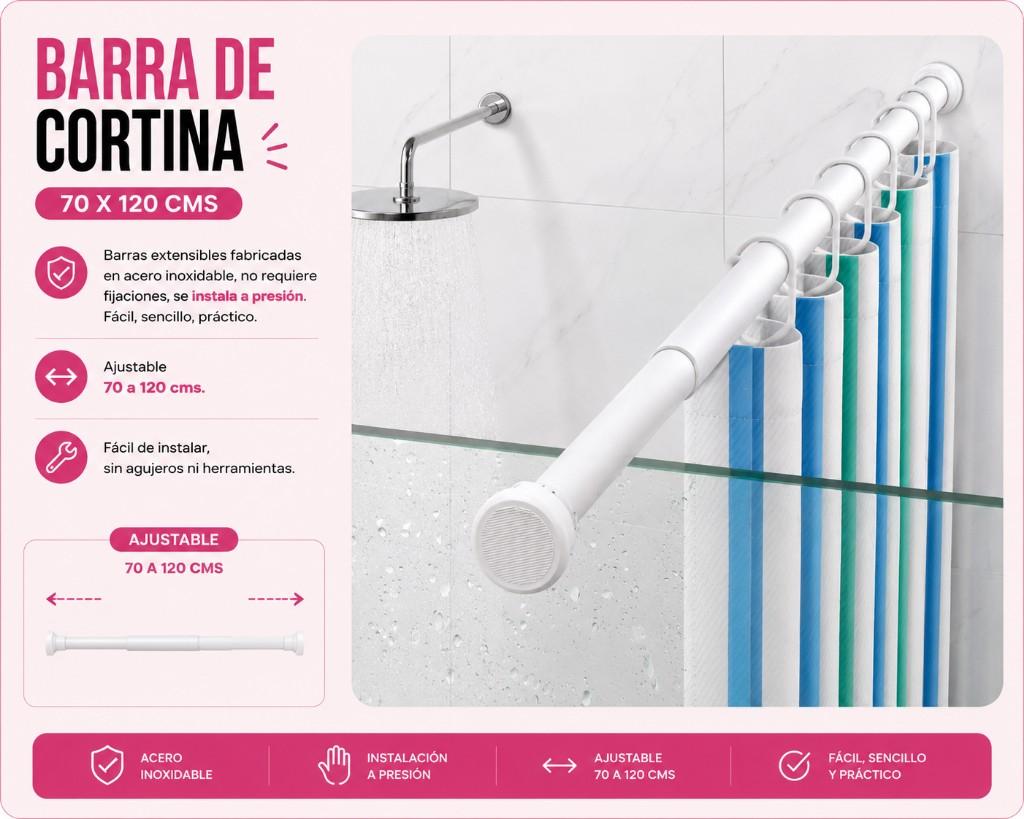Barra de cortina 70x120cms