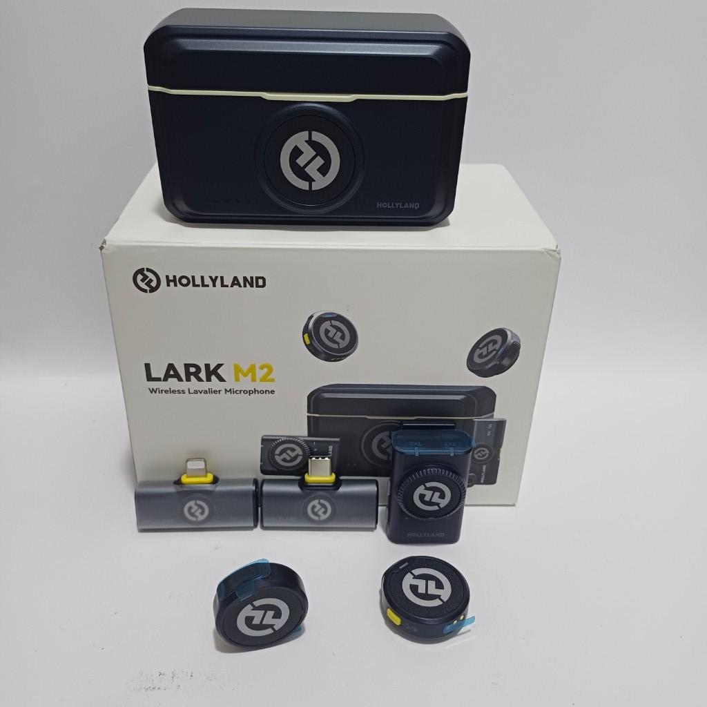 Hollyland Lark M2  Micrófono inalámbrico Hollyland Lark M2 para iPhone/Cámara/Android/PC, Audio de alta fidelidad 48kHz/24-bit, Alcance de 300m, Cancelación de ruido, 40h de uso, YouTube, Vlog, Transmisión