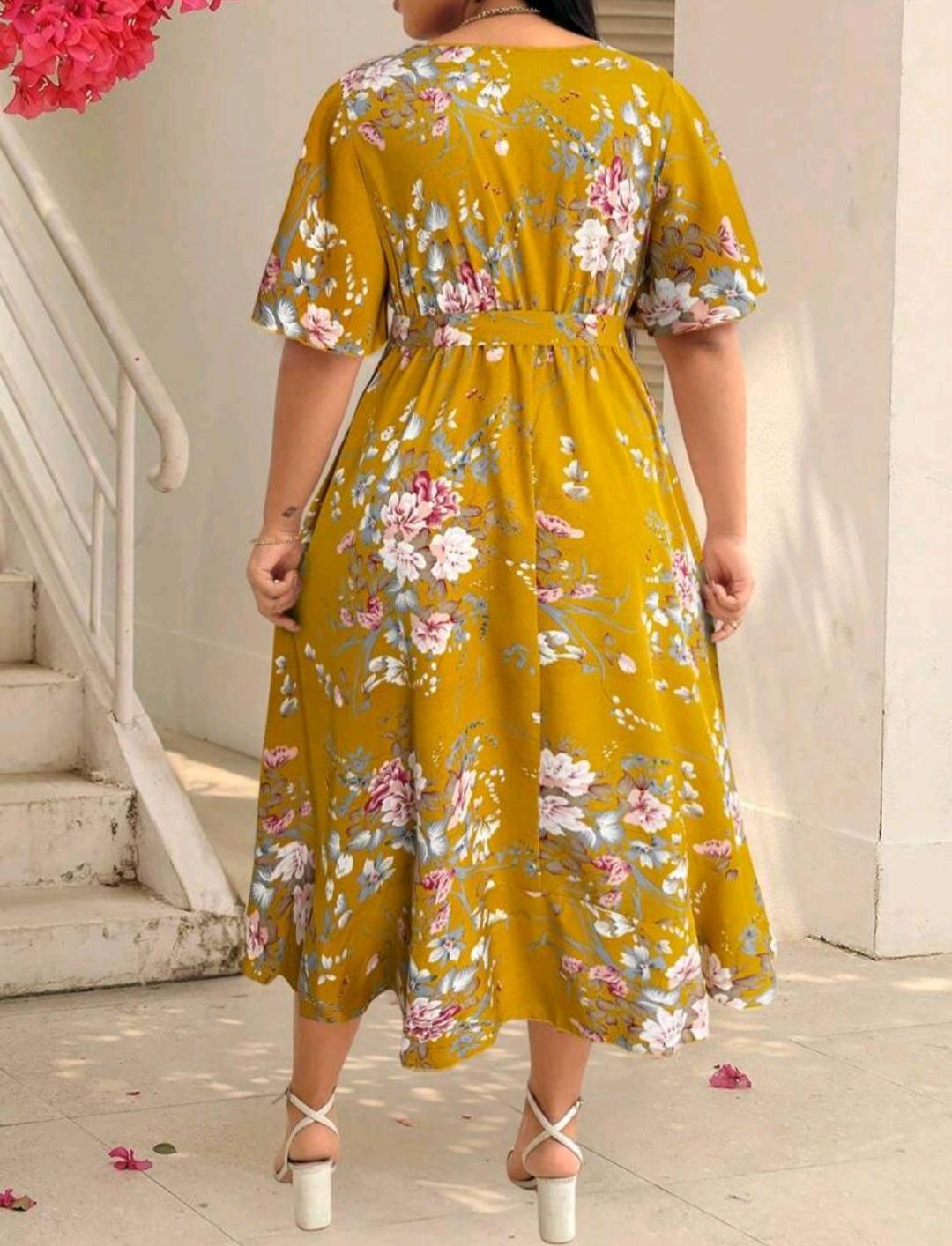 Miniatura 2 de Vestido amarillo mostaza floral