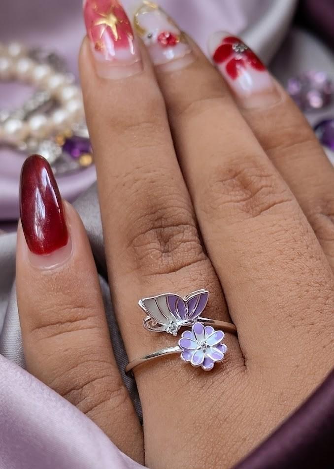 Anillo Dúo Floral & Mariposa