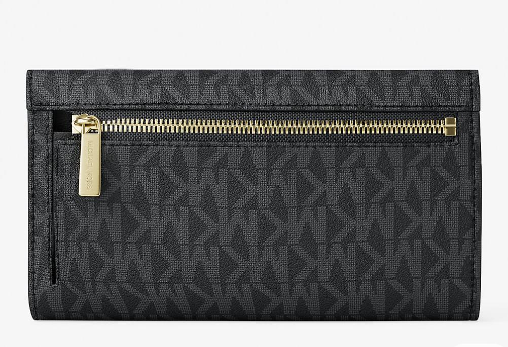 Miniatura 3 de Billetera black Jet Set grande de tres paneles con logotipo