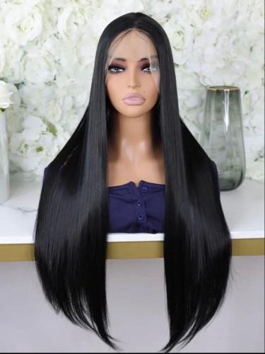 Peluca front lace 13*4 negra lisa - (008)