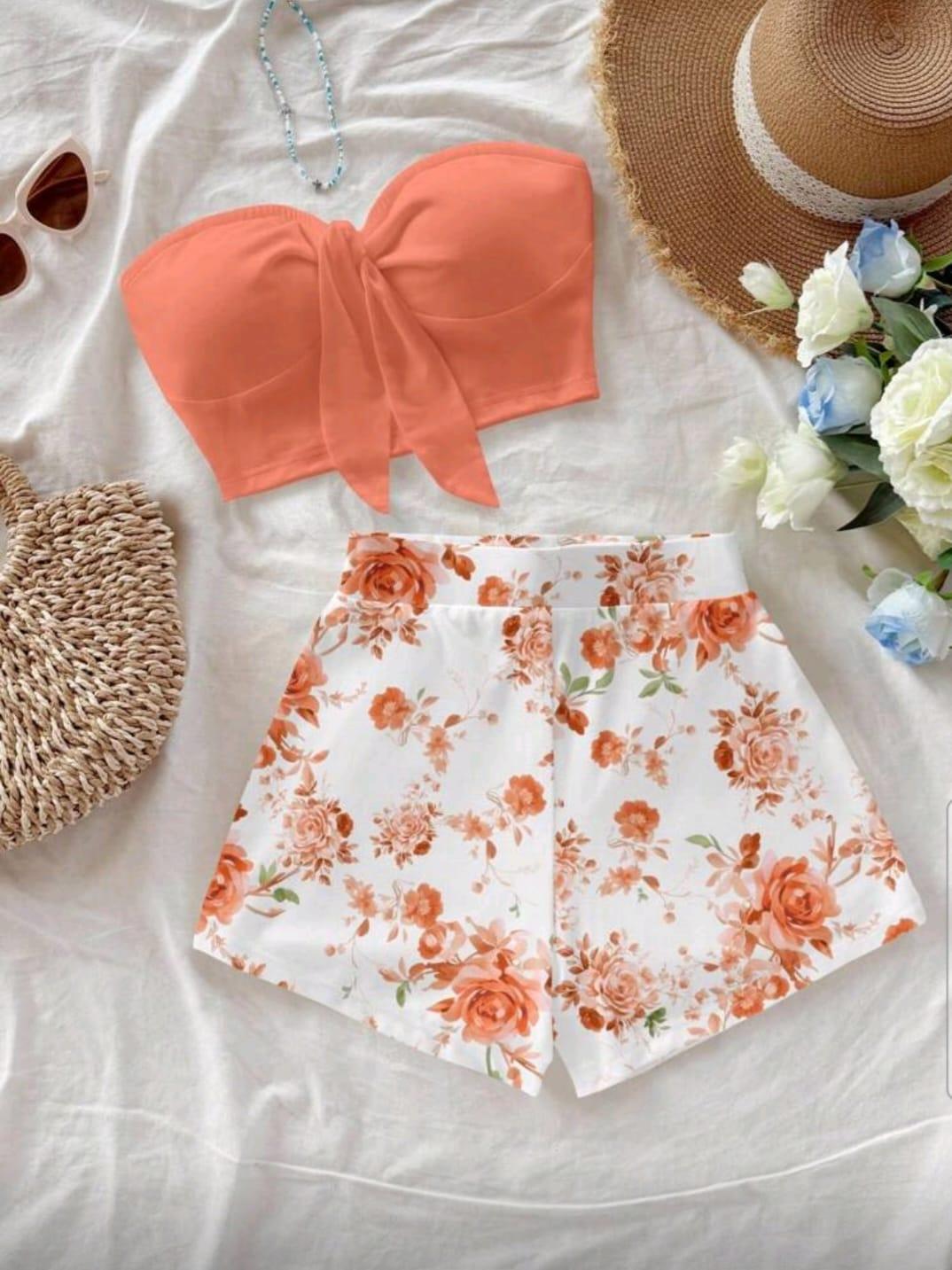 Conjunto floral anaranjado