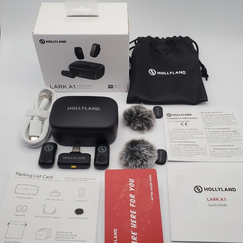 Miniatura 3 de Hollyland Lark - Micrófono inalámbrico A1 para iPhone 17/16/15 y Android, 48 kHz/24 bits, cancelación inteligente de ruido de 3 niveles, mini micrófono para YouTube, podcast, vlogging (negro, 2TX + USB-C RX + estuche de carga)