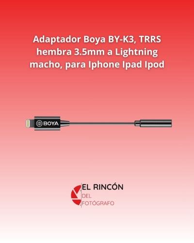 Miniatura 3 de Adaptador Boya BY-K3, TRRS hembra 3.5mm a Lightning macho, para Iphone Ipad Ipod