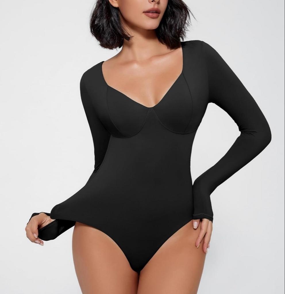 Miniatura 3 de Body Negro Manga Larga Cuello V Essentials