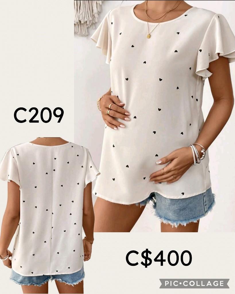 Blusa crema, estampado de corazón