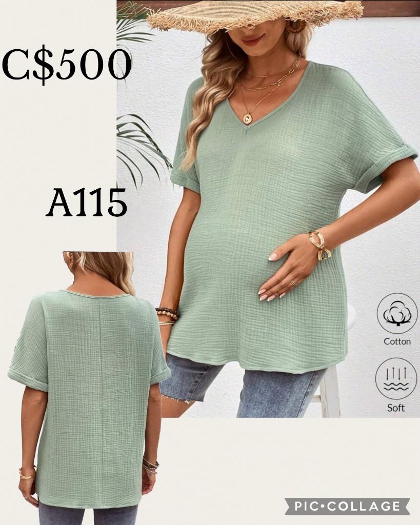 Blusa de algodón lisa, color verde