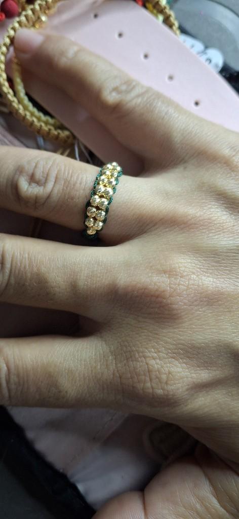 Anillo tejido 16 balines oro