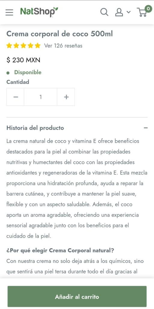 Miniatura 3 de Crema Corporal de Coco 500ml