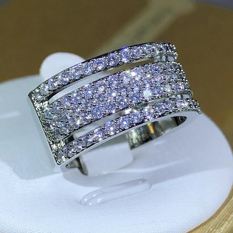 Miniatura 2 de Anillo ancho  circonias en plata