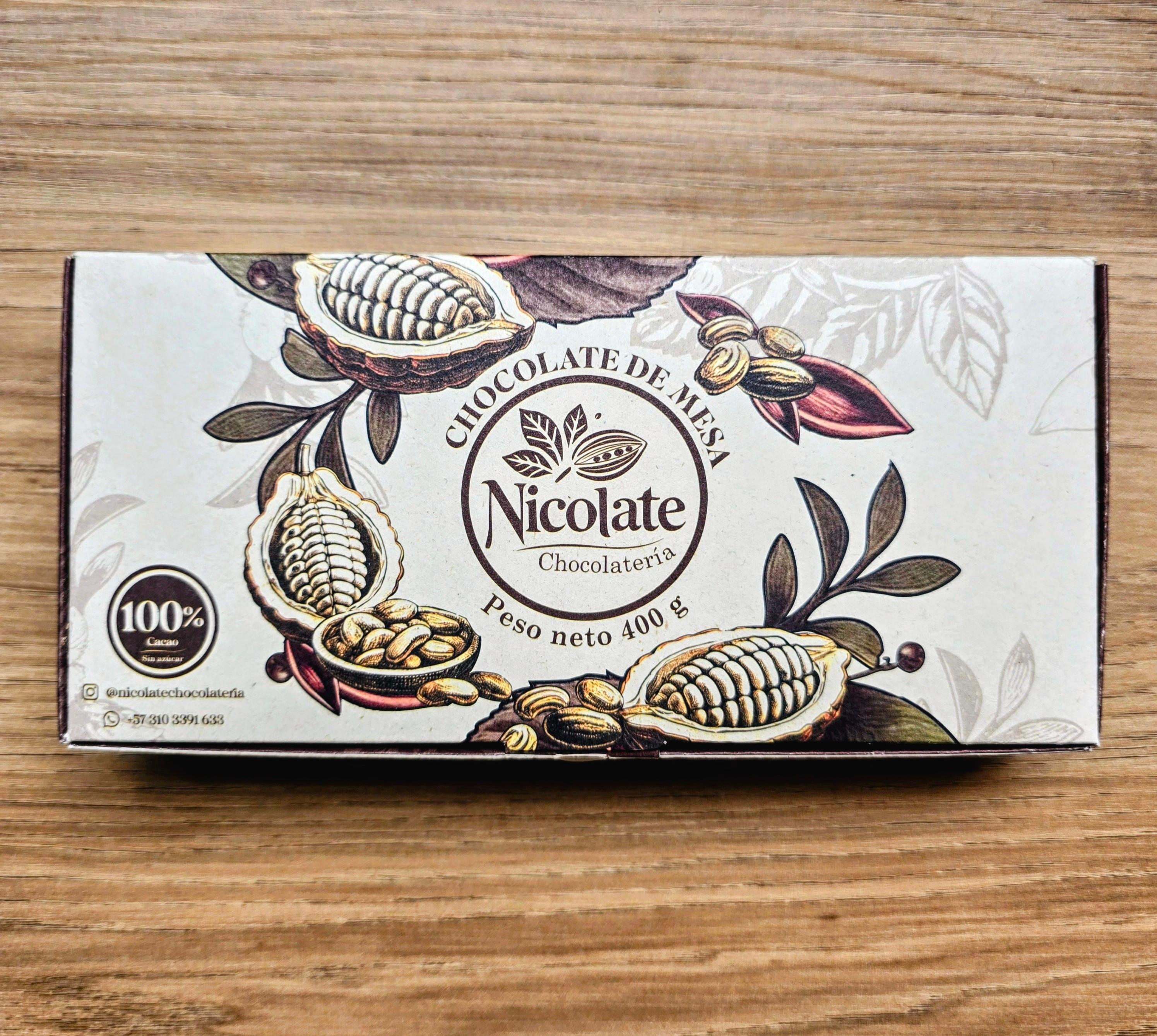 Chocolate de mesa 100% cacao puro