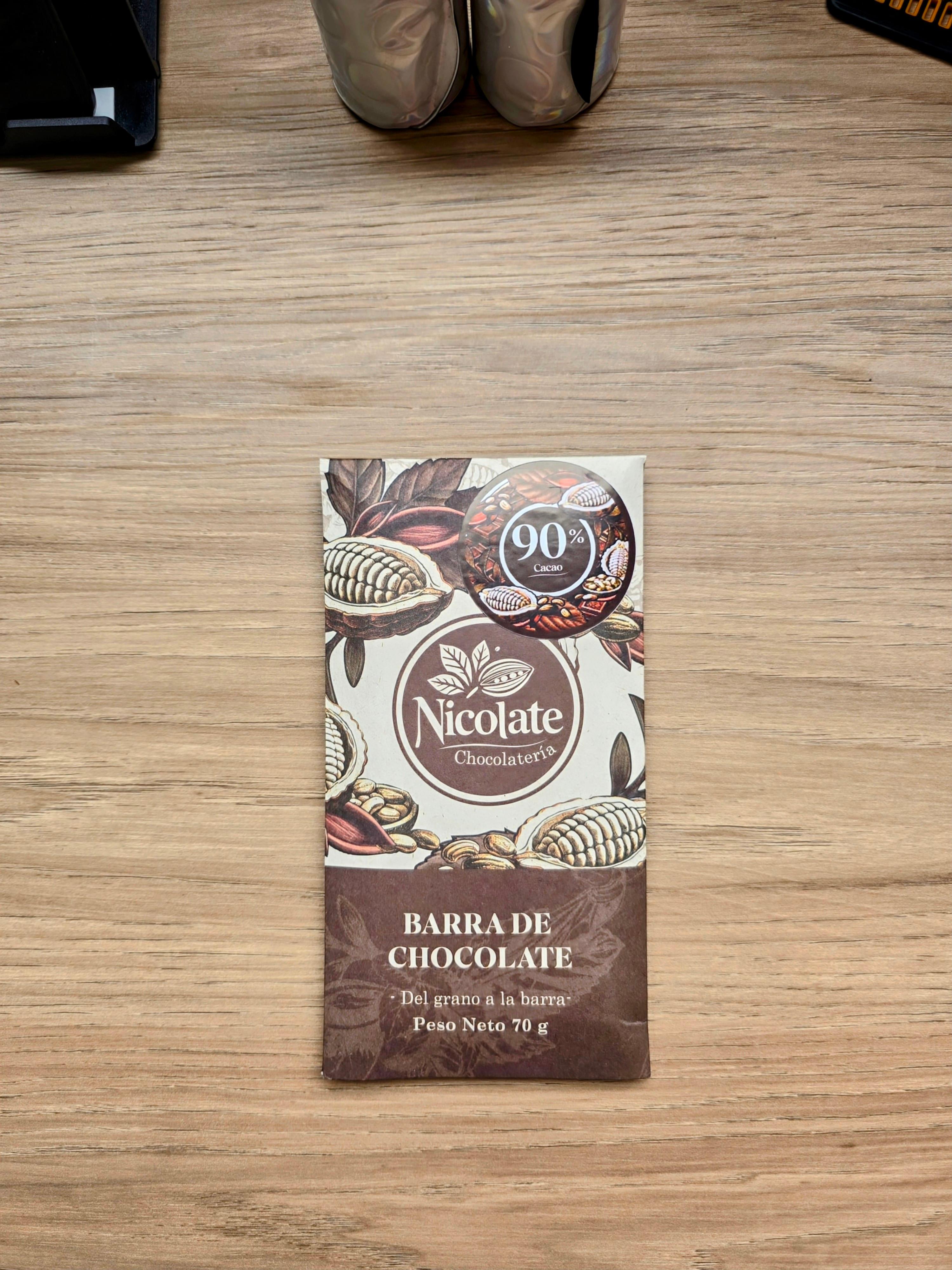 Barra de Chocolate al 90% 70gr