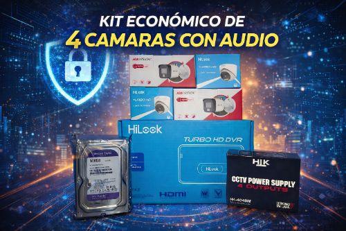 Kit económico de 4 camaras con audio