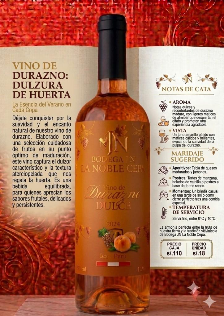 Durazno, vino dulce bodega jn la noble cepa 750 ml