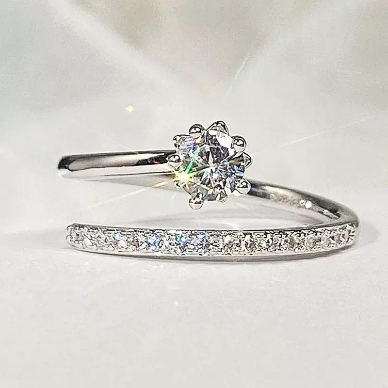 Anillo abierto solitario en plata