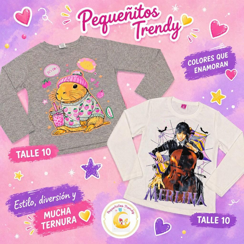 Miniatura 3 de Remeras mangas largas, estampadas, de algodón!