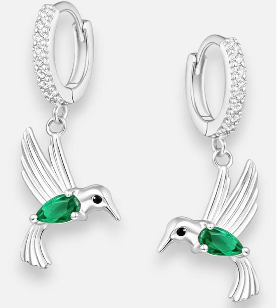 Aros colibrí verde esmeralda