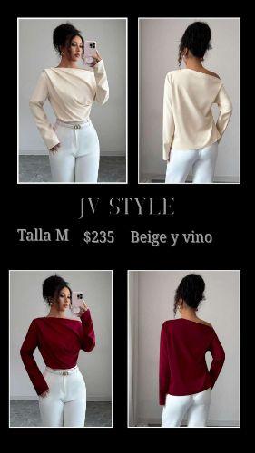 Blusa de manga larga color Beige
