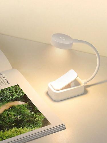 Lámpara para libro redonda recargable en blanco