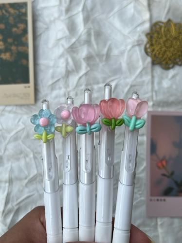 Boligrafo blanco con flor