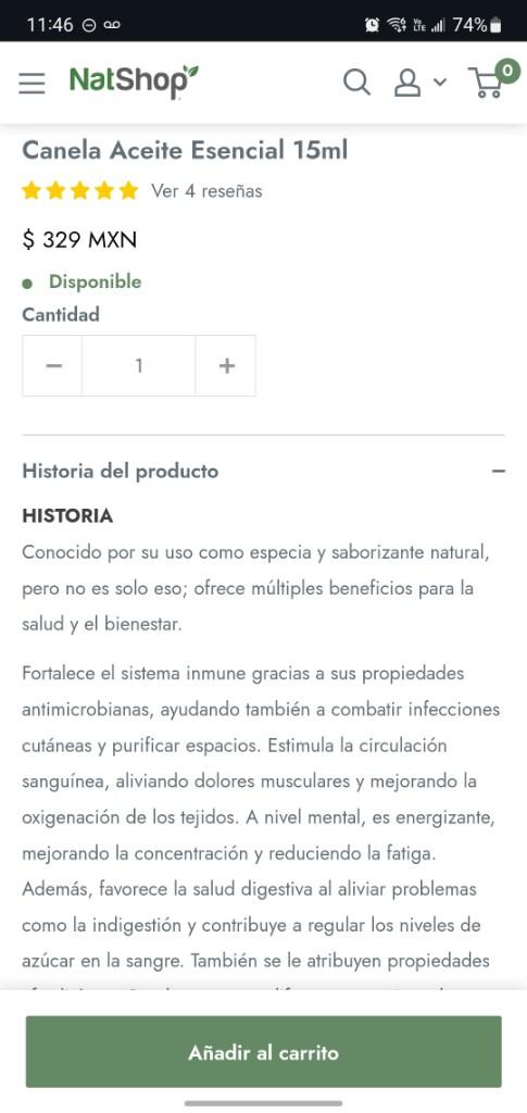 Miniatura 3 de Canela Aceite Esencial 15ml. NatShop
