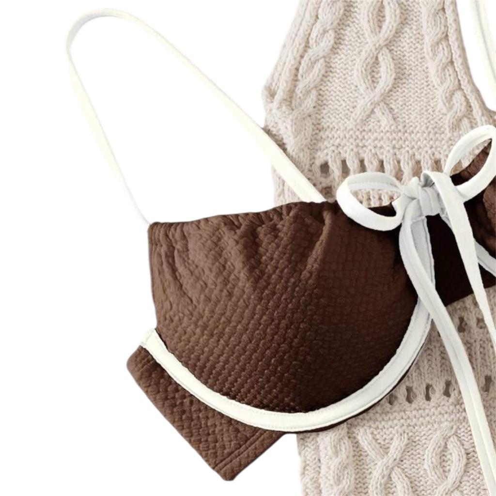 Miniatura 3 de Bikini marrón con bordes blancos y ballena en talla M