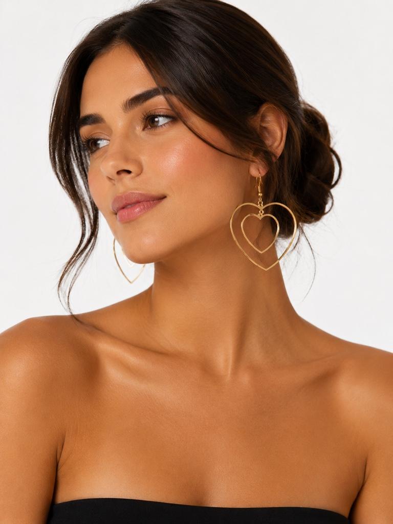 Aretes colgantes de corazon