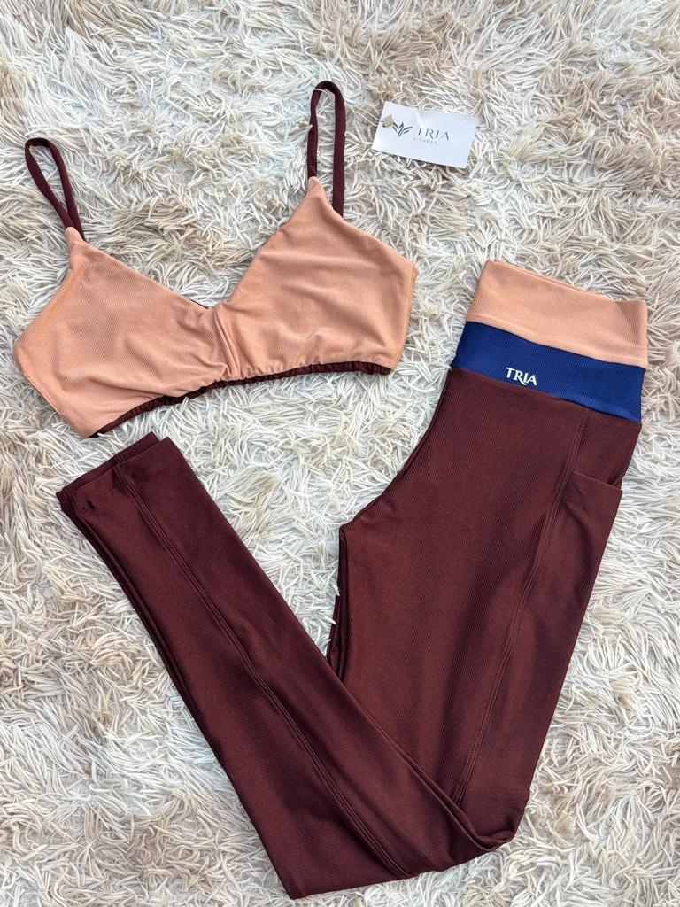 Miniatura 2 de Conjunto top dupla face marrom