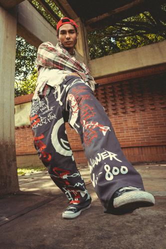 Pant con bordado y pintura textil
