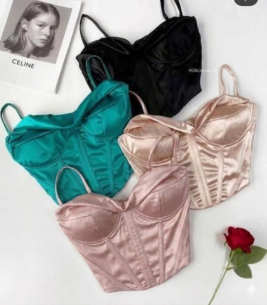 Crop satin jazmín
