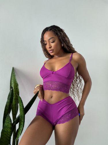 Miniatura 2 de Baby Doll Confort Charm Magenta – Tecido Canelado com Renda