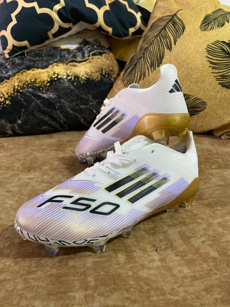 Adidas F50 blanco dorado niño