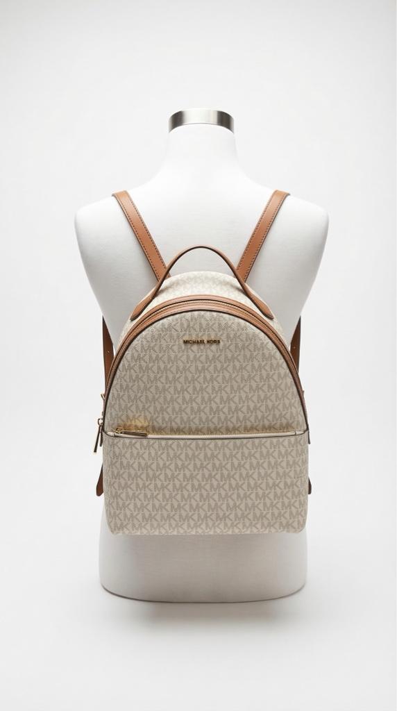 ✨ 🎒 Vainilla Mochila Sheila Mediana con Logotipo de Michael Kors