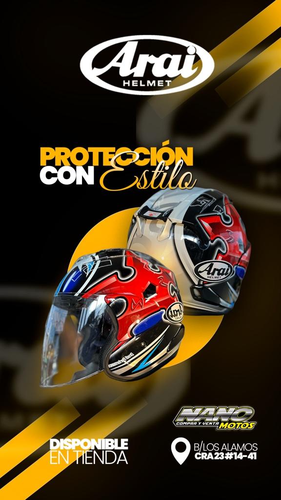 Casco arai rojo negro