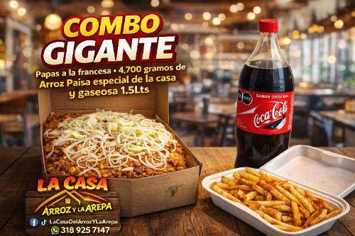 1. COMBO EL GIGANTE +Arroz Especial De La Casa + GASEOSA 1.5 + PAPAS A LA FRANCESA GRANDE