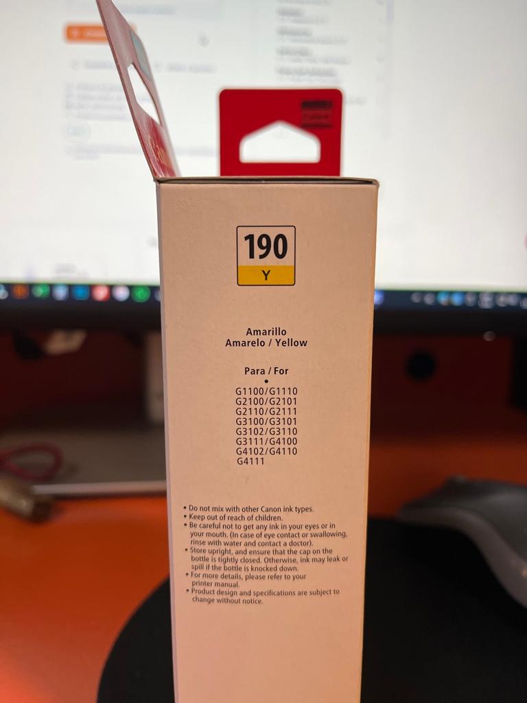 Miniatura 2 de CANON BOTELLA DE TINTA COLOR AMARILLO GI 190 70ML REFILL