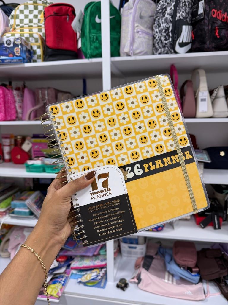 Agendas 2025-2026 con print de happy face