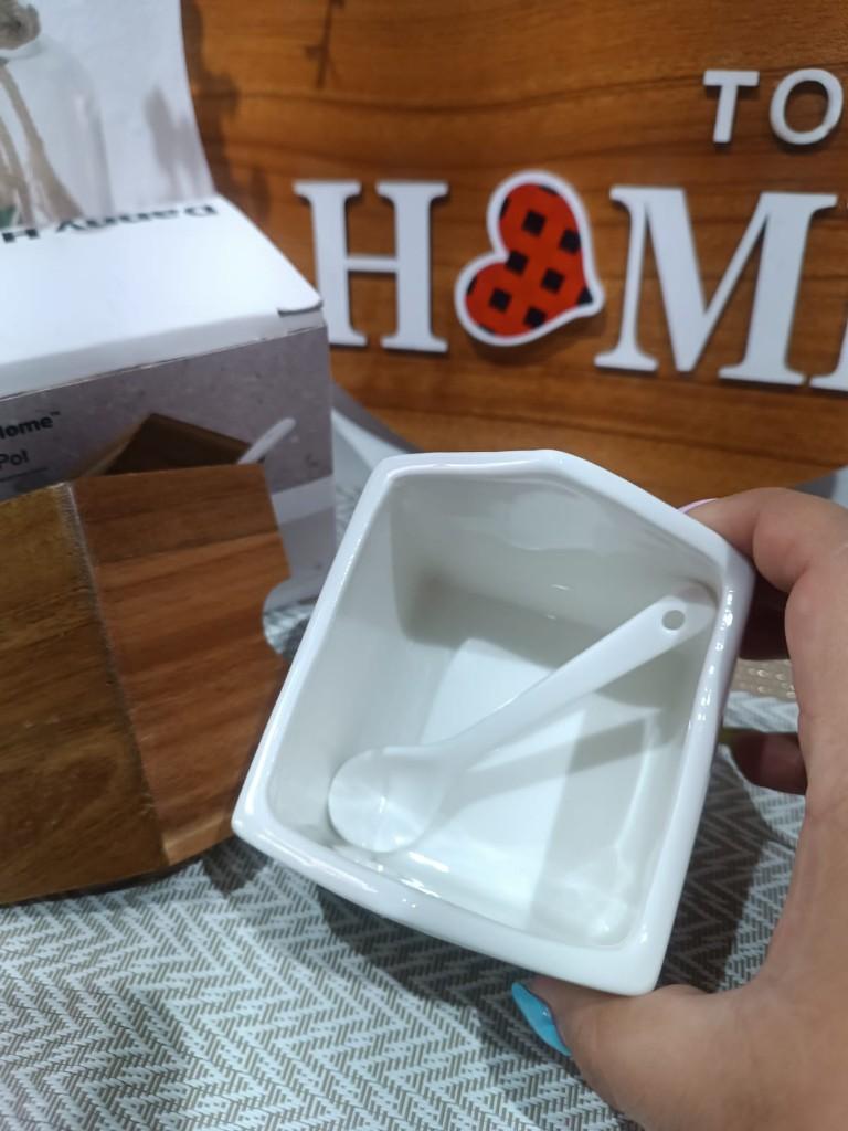 Miniatura 2 de Azucarera en forma de cada. Cerámica con tapa de madera+cuchara