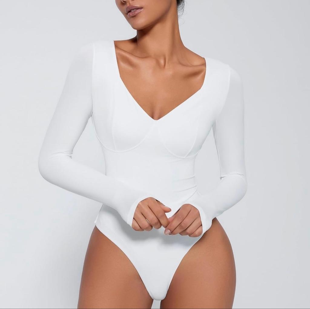 Body Manga Larga Cuello V Essentials